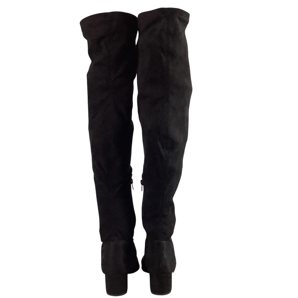 Steve Madden Black Suede Over The Knee Boots Pointed Toe Block Heel Women 8.5